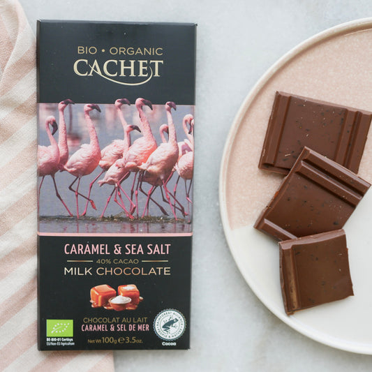 Cachet økologisk mælkechokolade | med caramel og sea salt