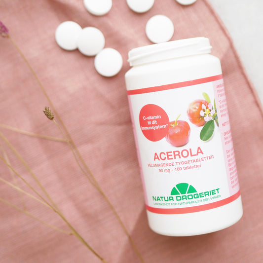 Natur Drogeriet Acerola C-Vitamin 100 Tabletter | Velsmagende Tyggevitaminer