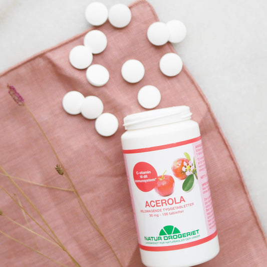 Natur Drogeriet Acerola C-Vitamin 100 Tabletter | Velsmagende Tyggevitaminer